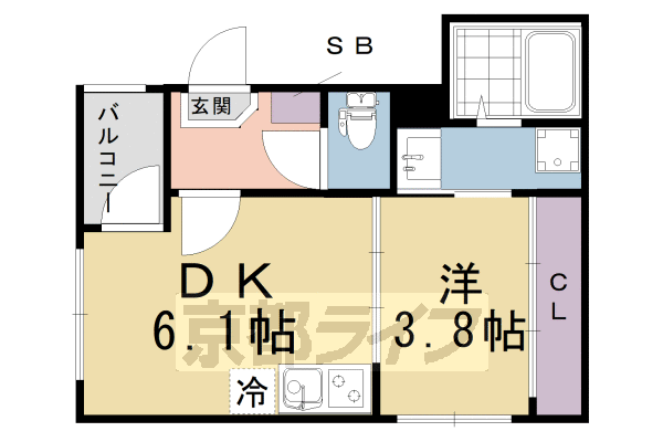 京都市伏見区深草鈴塚町のアパートの間取り