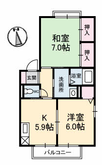 松江市黒田町のアパートの間取り