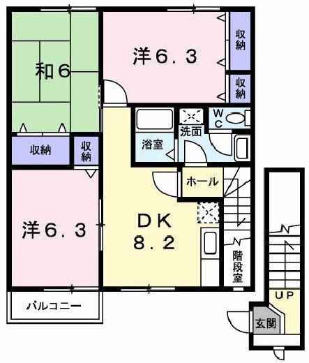 西条市三津屋東のアパートの間取り