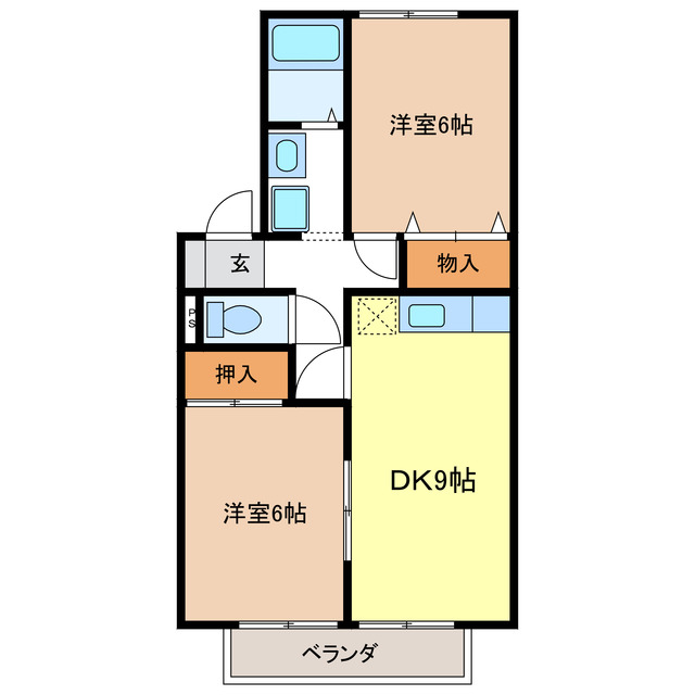 羽島市江吉良町のアパートの間取り