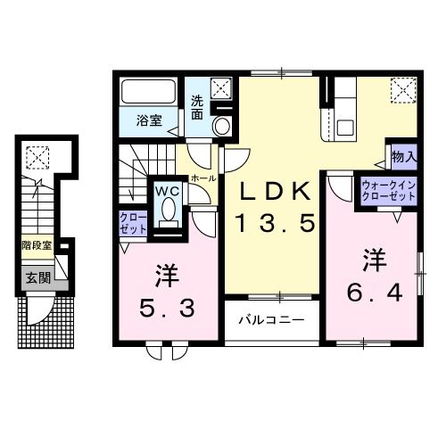 八代市古閑中町のアパートの間取り