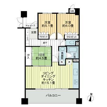 熊本市中央区水前寺のマンションの間取り