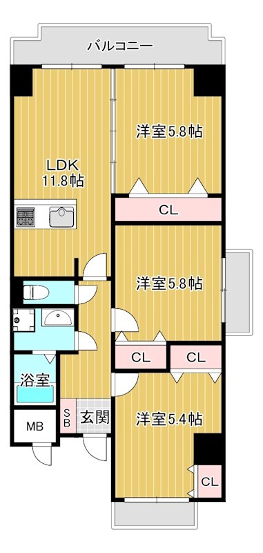 大阪市北区天満のマンションの間取り