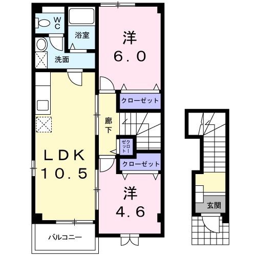 加賀市小菅波町のアパートの間取り