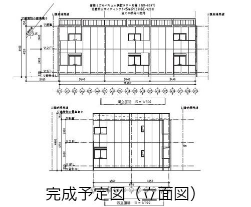 【仮称）小郡新築アパートの建物外観】