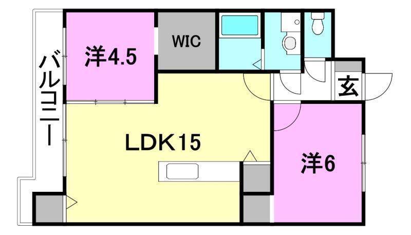 松山市山越のマンションの間取り