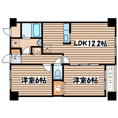 仙台市宮城野区岩切のマンションの間取り