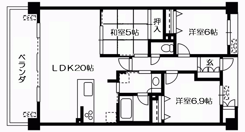 京都市北区紫野北舟岡町のマンションの間取り