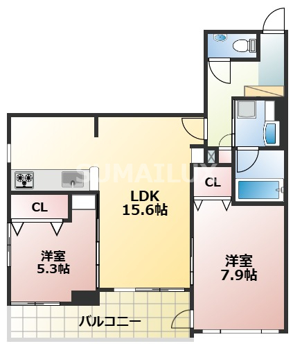 熊本市東区神園のマンションの間取り