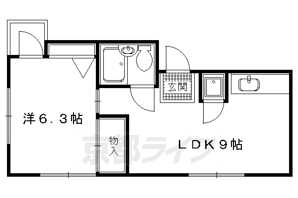 京都市左京区高野清水町のマンションの間取り