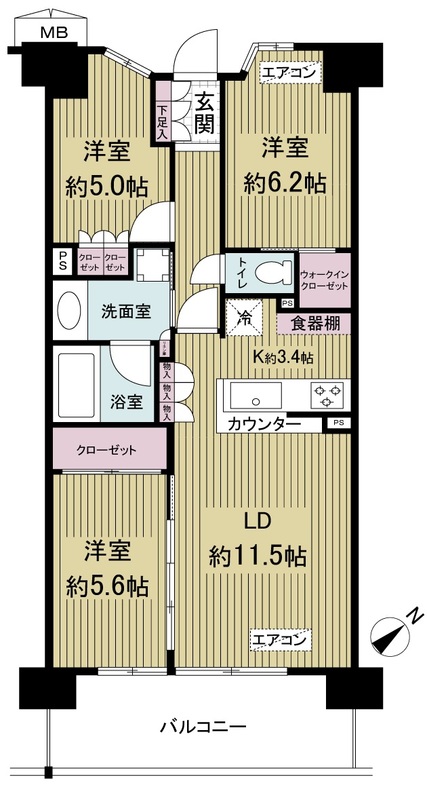 【習志野市鷺沼台のマンションの間取り】