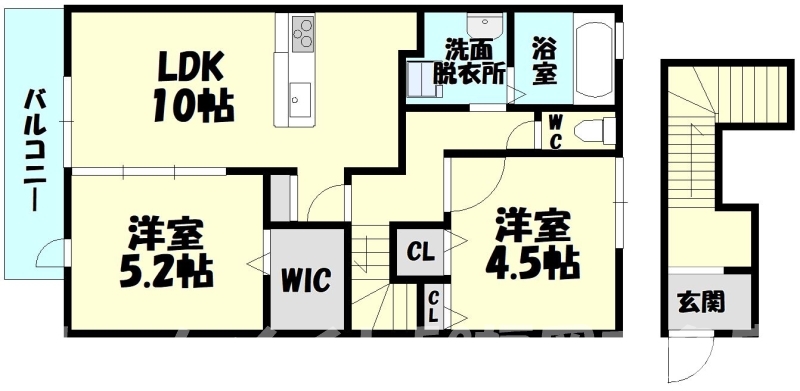 【糟屋郡志免町南里のアパートの間取り】