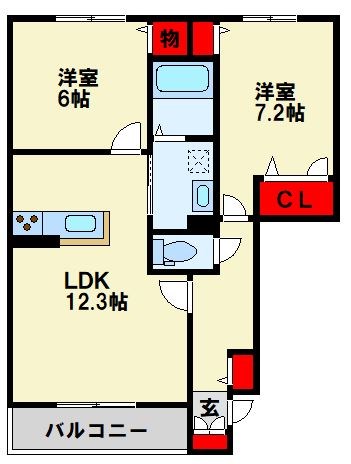 北九州市八幡西区石坂のアパートの間取り