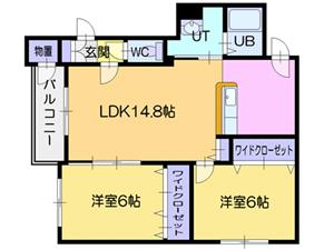 札幌市東区北四十九条東のマンションの間取り