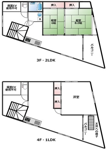 岡部ビル3F・4F貸家の間取り写真