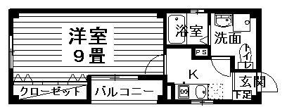 地下鉄空港線 西新駅 徒歩8分 3階建 築23年の間取り写真