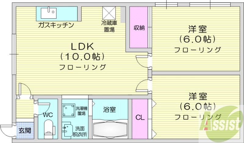 ＪＲ札沼線 新川駅 徒歩24分 3階建 築45年の間取り写真
