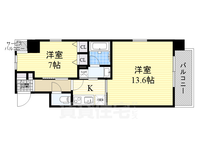 地下鉄御堂筋線 本町駅 徒歩6分 15階建 築11年の間取り写真
