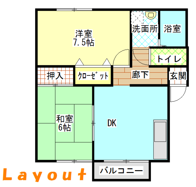 富岡市田島のアパートの間取り