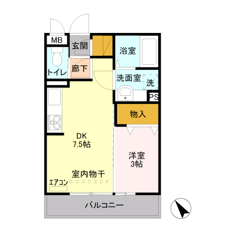 前橋市上大島町のマンションの間取り