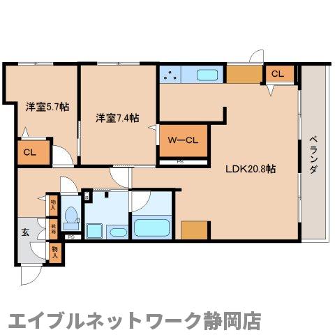 静岡市葵区安東のマンションの間取り