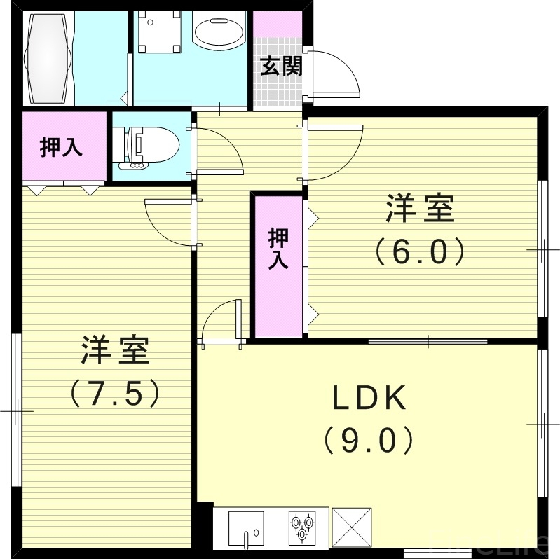 神戸市北区上津台のアパートの間取り