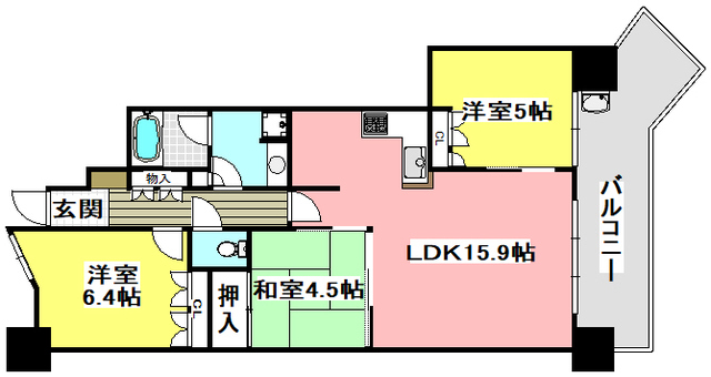 摂津市南千里丘のマンションの間取り