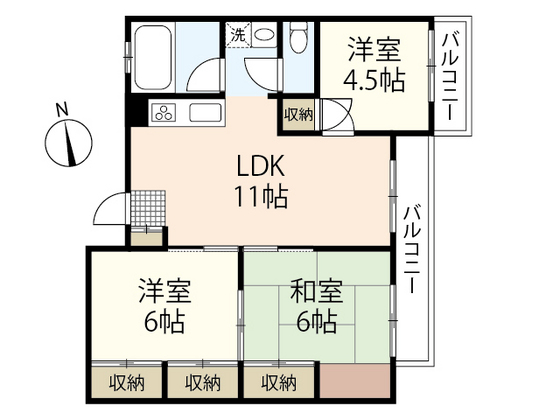 【広島市南区宇品神田のマンションの間取り】