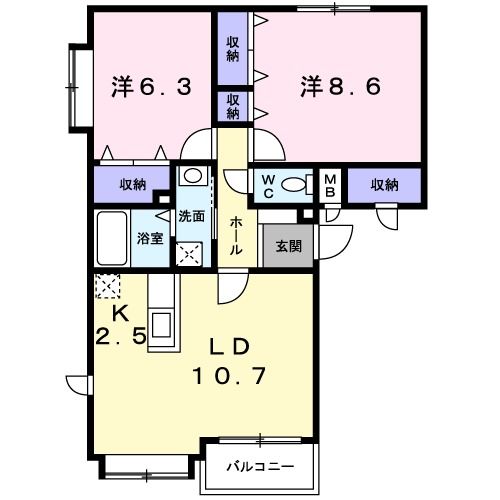 函館市亀田港町のマンションの間取り