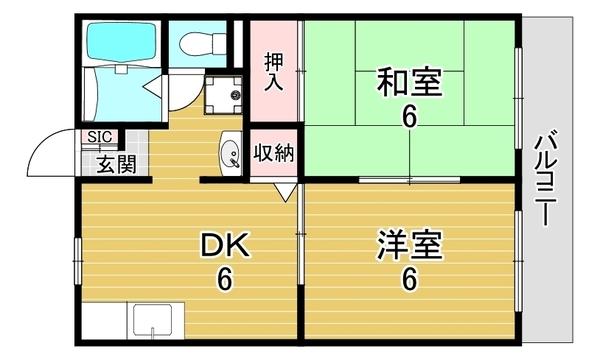 大阪市鶴見区焼野のアパートの間取り