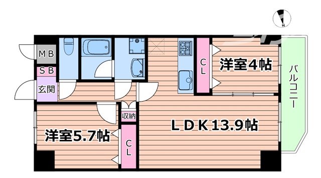 豊中市服部西町のマンションの間取り