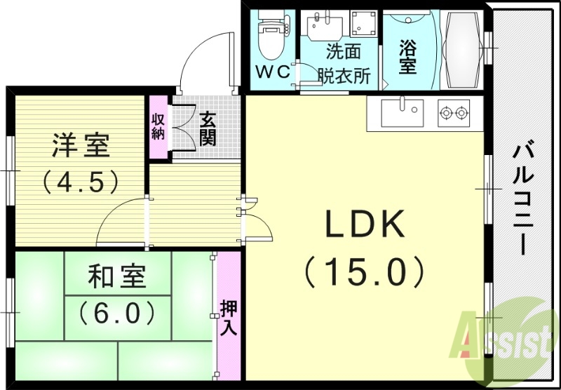 神戸市北区甲栄台のマンションの間取り