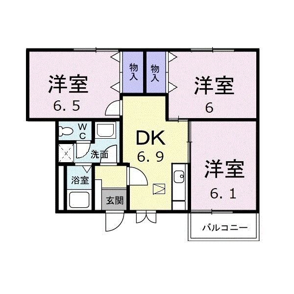 安芸高田市八千代町下根のアパートの間取り