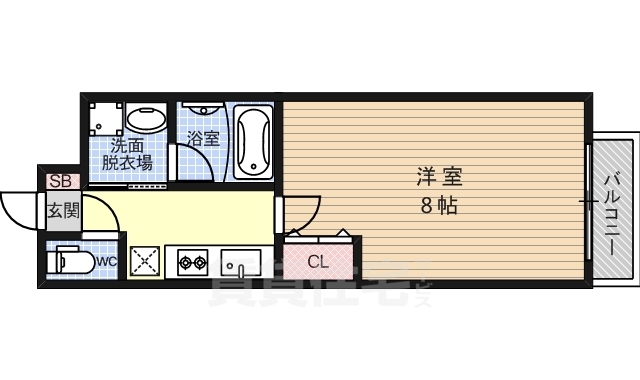 京都市右京区太秦安井松本町のマンションの間取り