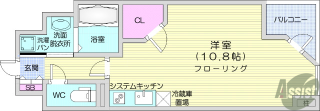 仙台市青葉区国分町のマンションの間取り