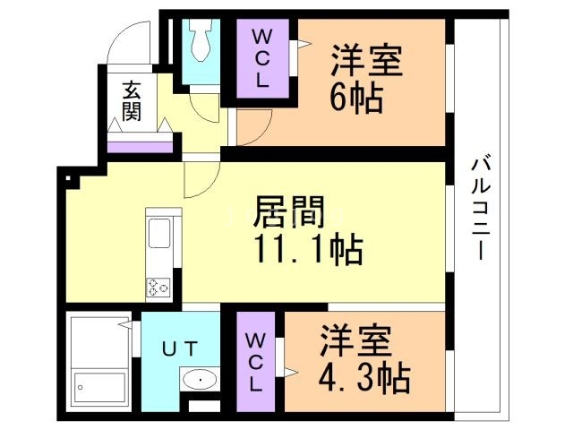 札幌市豊平区西岡四条のマンションの間取り