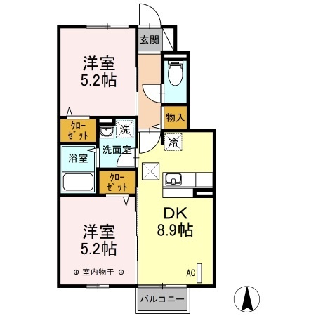 郡山市日和田町のアパートの間取り