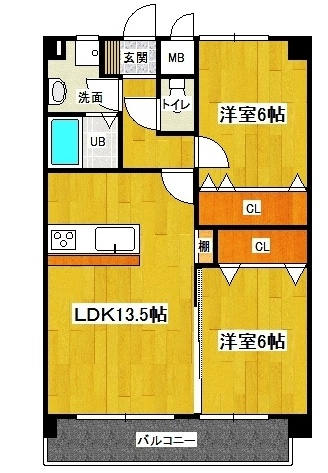 北九州市小倉北区大畠のマンションの間取り