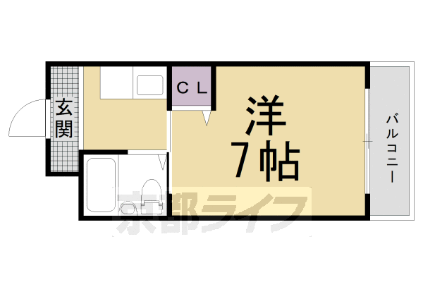 京都市左京区一乗寺東杉ノ宮町のマンションの間取り