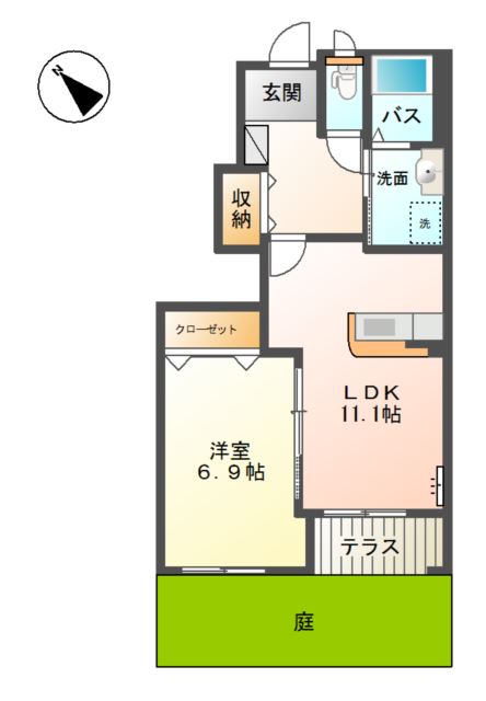 鳥取市桂見のアパートの間取り