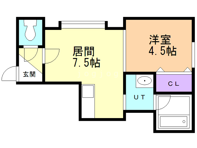 札幌市西区八軒六条西のアパートの間取り