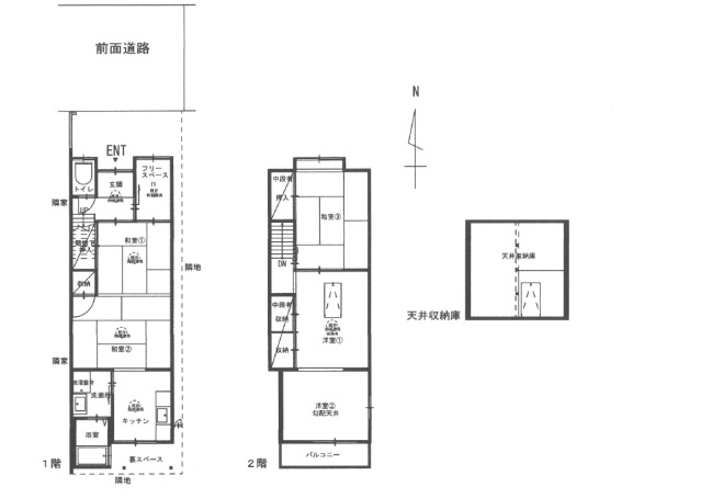 【西野大鳥井町100-115 貸家の間取り】