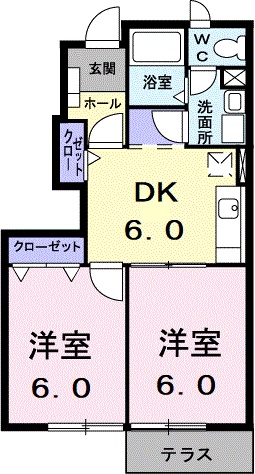 豊川市美園のアパートの間取り