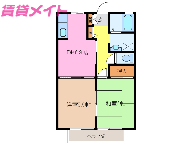 津市一志町田尻のアパートの間取り