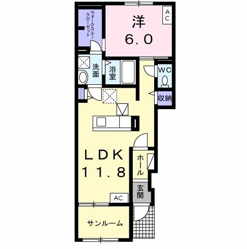 岐阜市下奈良のアパートの間取り