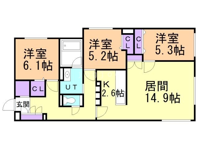 札幌市中央区南十二条西のマンションの間取り