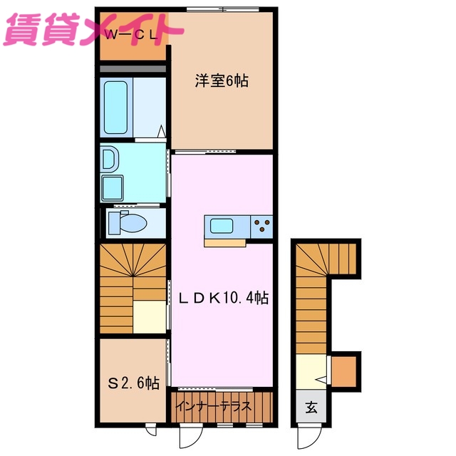 鈴鹿市道伯のアパートの間取り