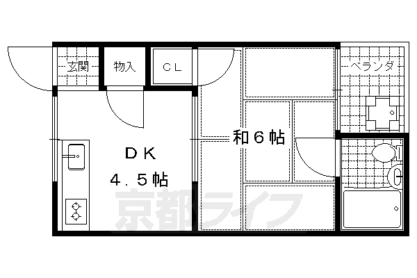 京都市伏見区深草僧坊町のマンションの間取り