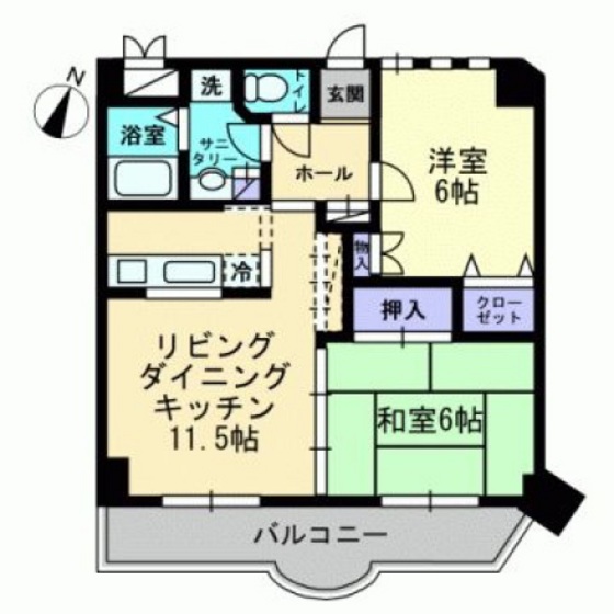 仁保新町コーポ福島の間取り