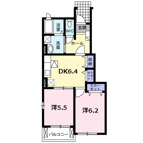 北九州市八幡東区白川町のアパートの間取り